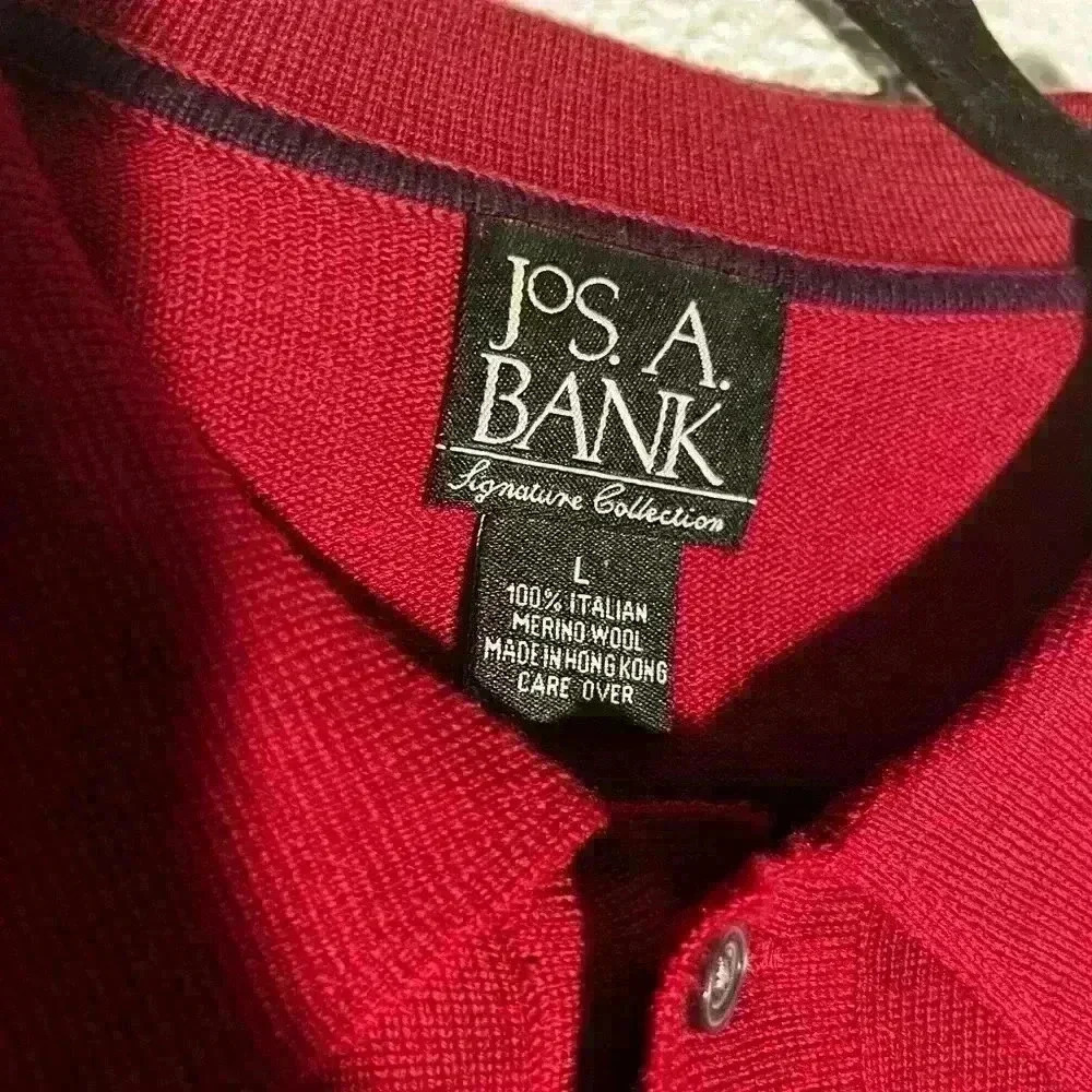 Jos A Bank Signature Collection Red 100% Italian Merino Wool Shirt Size L - Picture 4 of 6